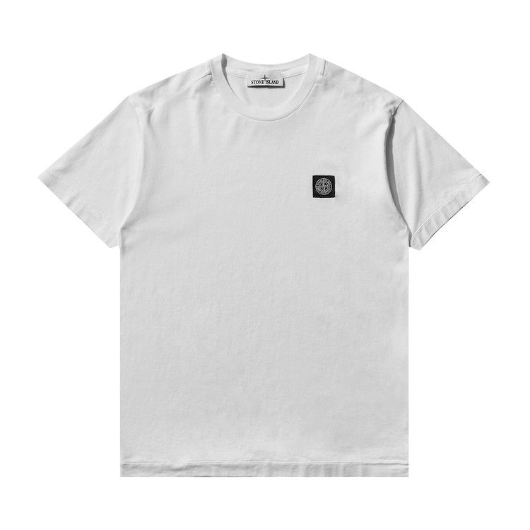 Stone Island Garment Dyed Logo T-Shirt White