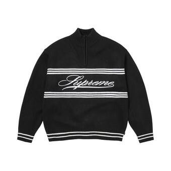 Buy Supreme Script Stripe Half Zip Sweater 'Black' - FW25SK42