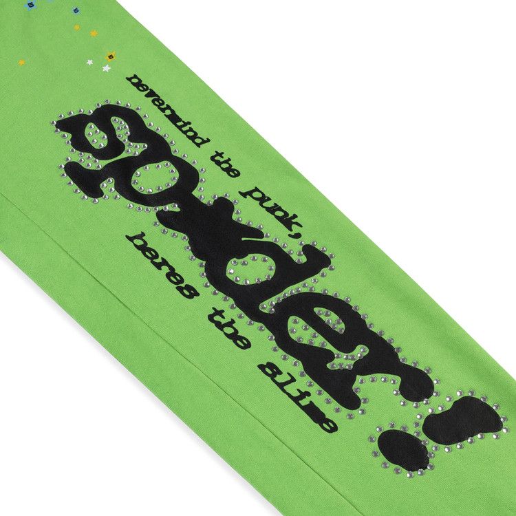 Buy Sp5der Punk V2 Rhinestone Sweatpant 'Bright Green