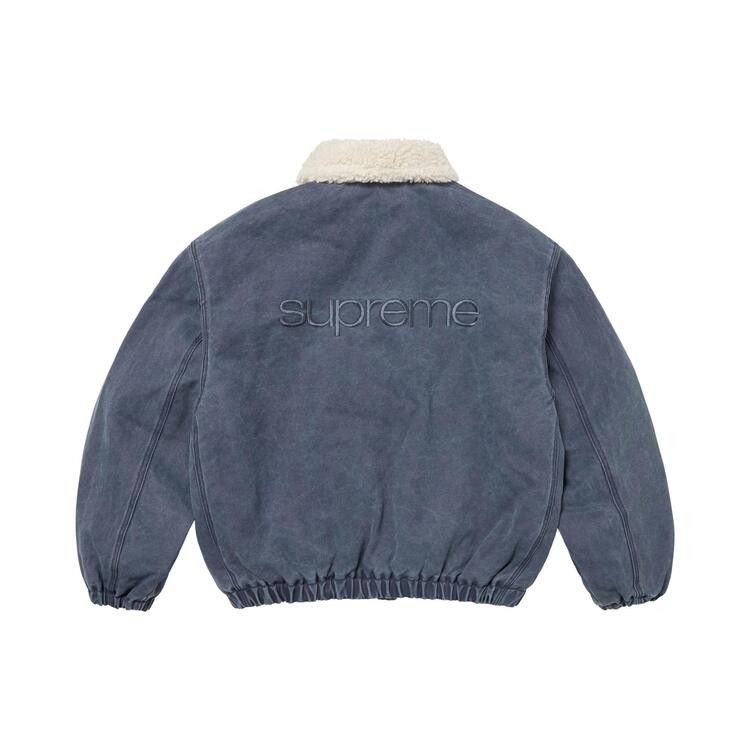 Supreme Faux Shearling Lined Bomber Jacket Navy
