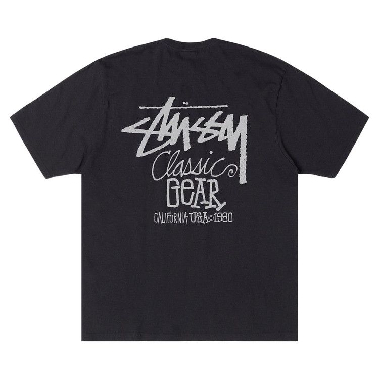 Stussy Classic Gear T-Shirt Pigment Dyed Faded Black/White