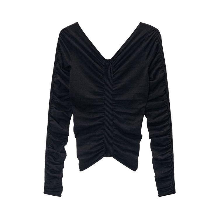 Alexander Wang Long-Sleeve Wide V Neck Ruched Pullover 'black'