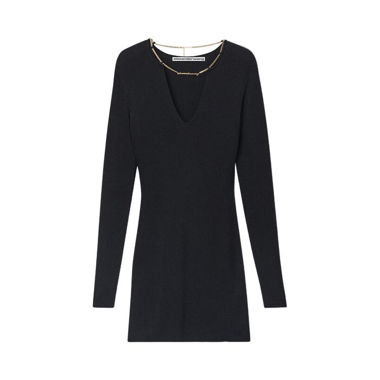 Alexander Wang Long-Sleeve V-Neck Mini Dress W/ Nameplate Chain 'black'  Price in India | Culture Circle