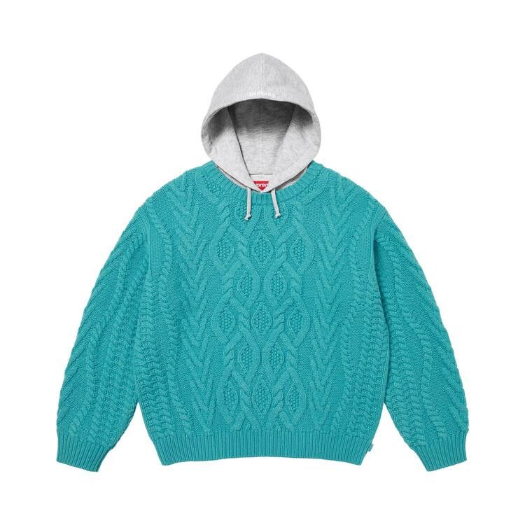 Buy Supreme Cable Hooded Sweater 'Teal' - FW25SK7 TEAL | GOAT