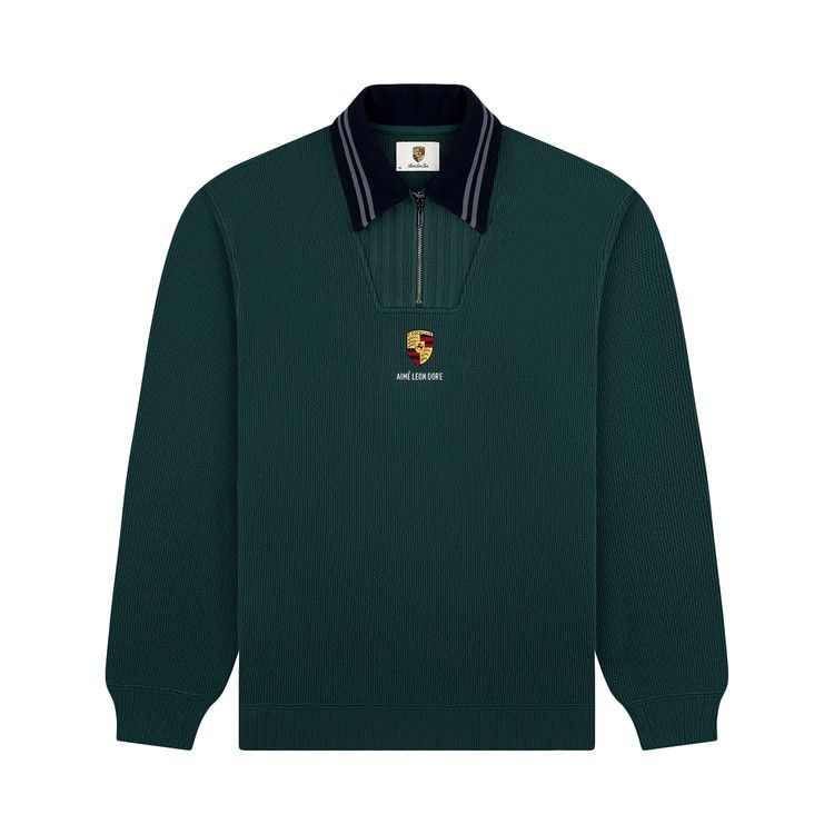 Aimé Leon Dore X Porsche Jacquard Collar Quarter Zip Pullover 'pine Grove'