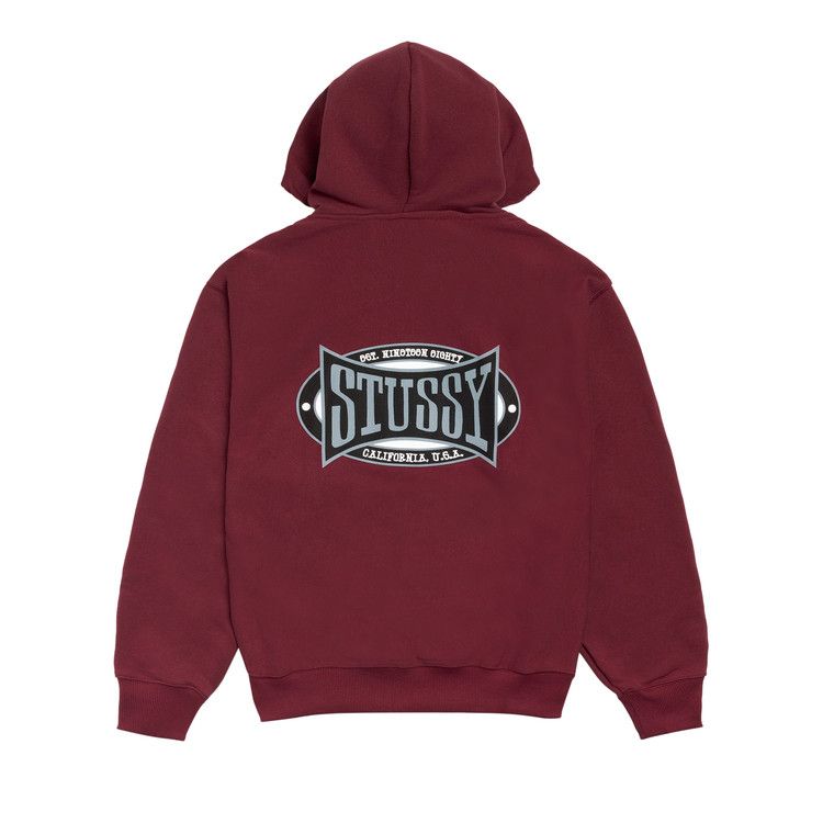 Stussy Champion Oval Zip Hoodie Wine