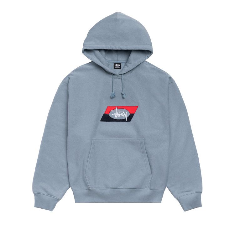 Stussy Double Stripe Embroidered Hoodie Slate