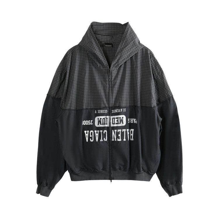 Balenciaga Patched Hooded Shirt Black