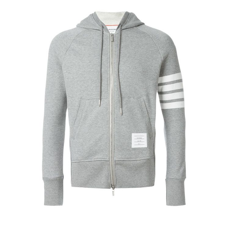 Thom Browne Classic Full Zip Hoodie In Classic Loopback with Engineered 4 Bar 'Light Grey' — foto 2