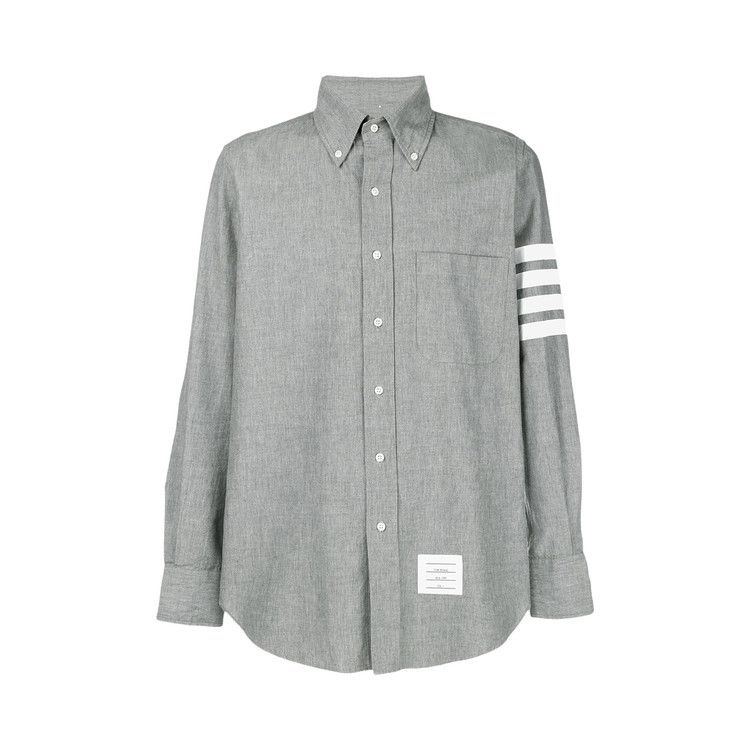 Thom Browne Straight Fit Shirt with 4 Bar In Chambray 'Medium Grey' — foto 2