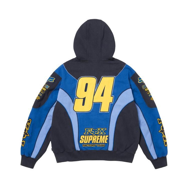 Buy Supreme x Fox Racing Zip Up Hooded Sweatshirt 'Navy
