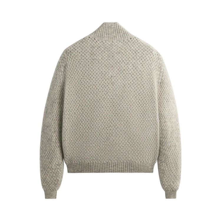 Kith &Kin Basketweave Mohair Wyona Full Zip Medium Heather Grey