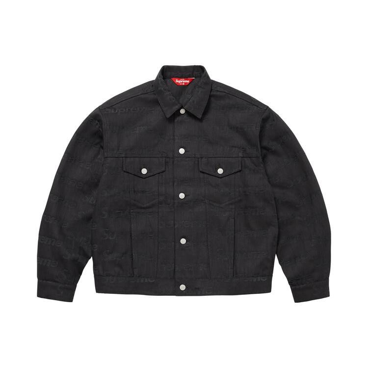 Buy Supreme Jacquard Logos Denim Trucker Jacket 'Black' - FW25J101
