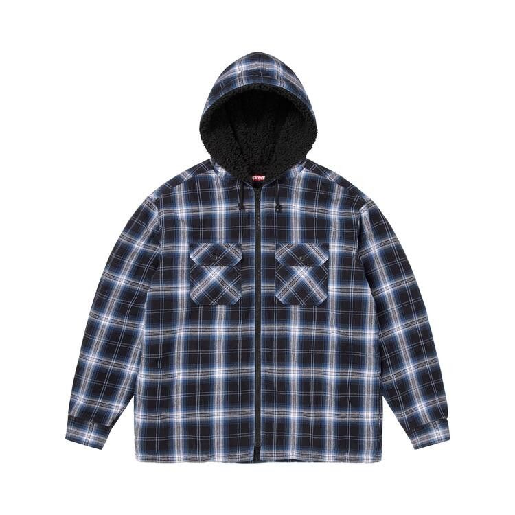 Buy Supreme Lined Zip Up Hooded Flannel Shirt 'Black' - FW25S6
