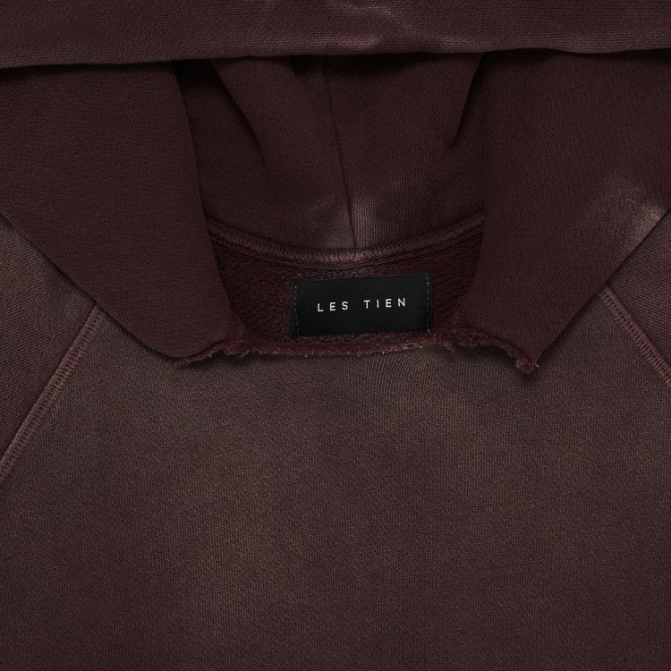 Les Tien Heavyweight Raw Raglan Hoodie 'vintage Red Mahogany'