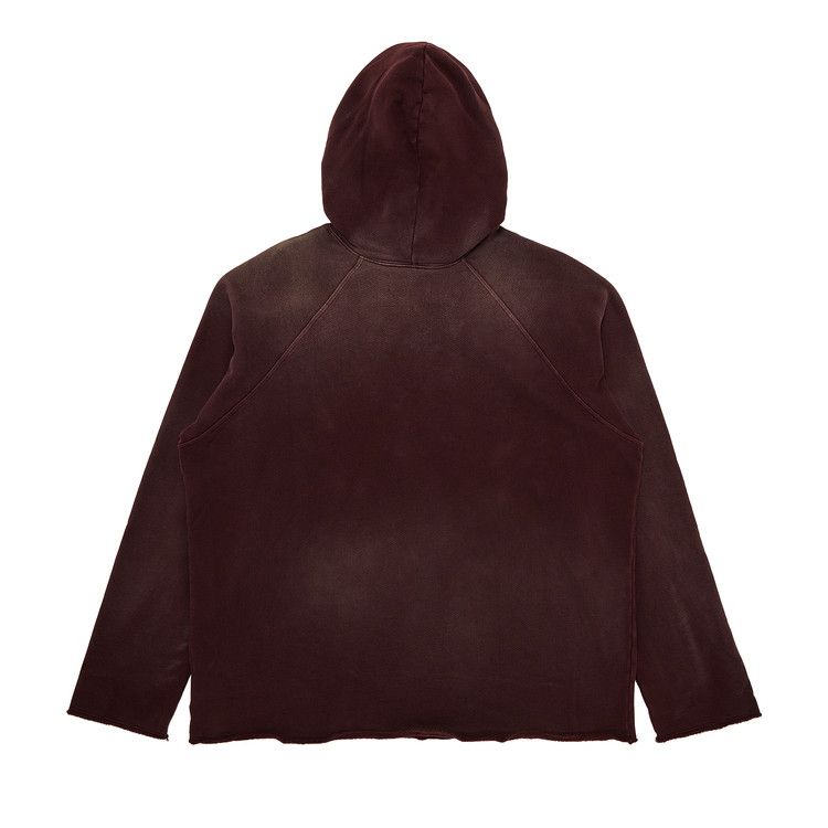 Les Tien Heavyweight Raw Raglan Hoodie 'vintage Red Mahogany'