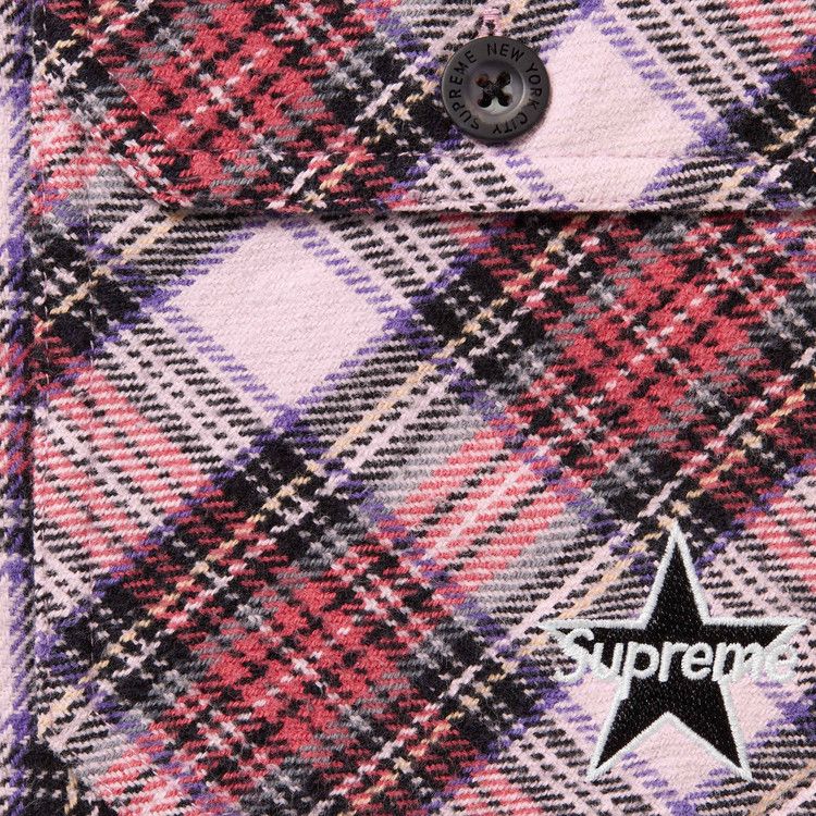 Supreme Thermal Lined Zip Up Flannel Shirt 'pink'