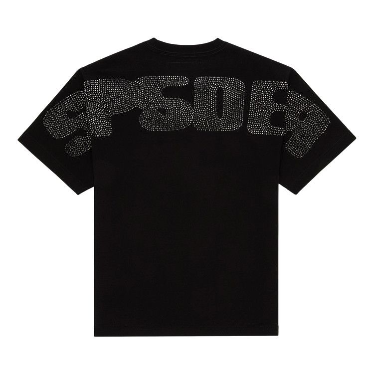 Sp5der Rhinestone Silk T-Shirt Black