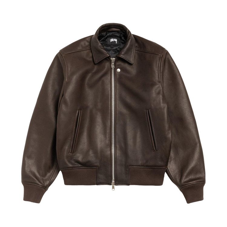 Stussy Leather Flight Jacket 'dark Brown'