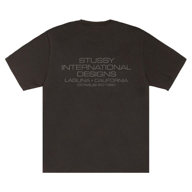 Stussy International Design T-Shirt Pigment Dyed Faded Black