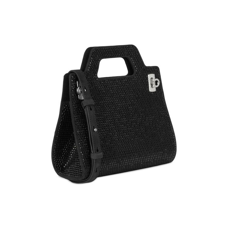 Ferragamo Wanda Mini Stain And Strass Top-Handle Bag 'black'