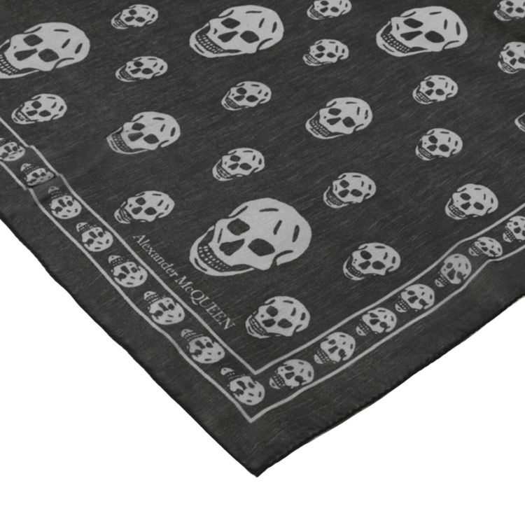 Alexander Mcqueen Skull Print Silk Scarf 'black Ivory'