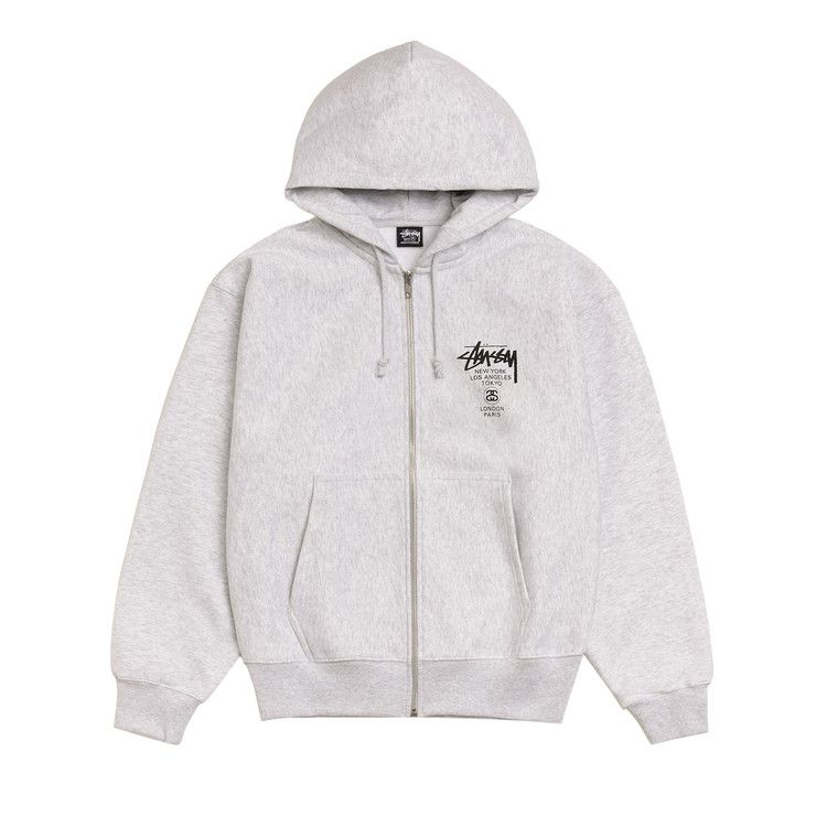 Stussy World Tour Zip Hoodie 'ash Heather'