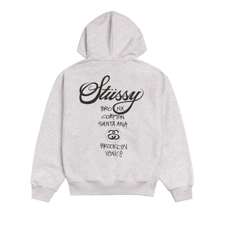 Stussy World Tour Zip Hoodie 'ash Heather'