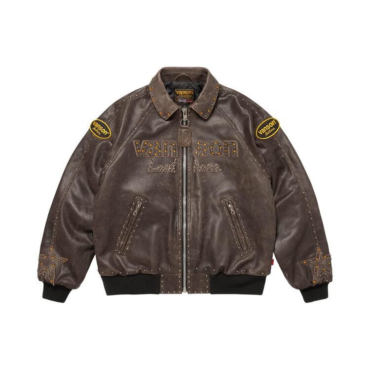 Supreme X Vanson Leathers X B.B. Simon Jacket Brown