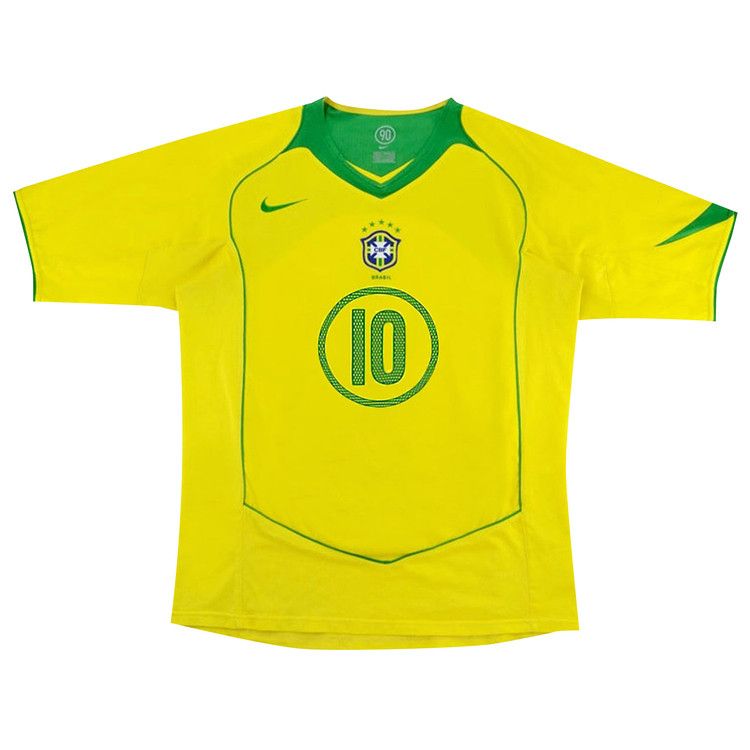 Nike Brazil 2004 T90 Reissue Jersey Ronaldinho 10 Opti Yellow/Apple Green