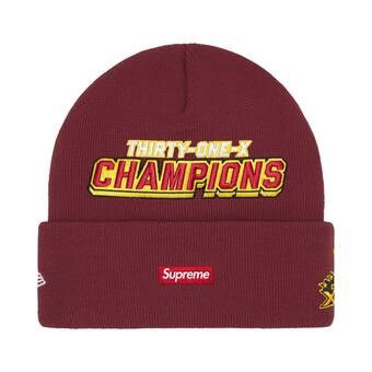 Buy Supreme New Era Football Beanie 'Cardinal' - FW25BN69 CARDINAL