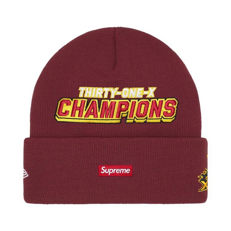 Buy Supreme New Era Football Beanie 'Cardinal' - FW25BN69 CARDINAL