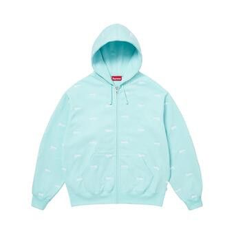 Buy Supreme Repeat Script Zip Up Hooded Sweatshirt 'Aqua