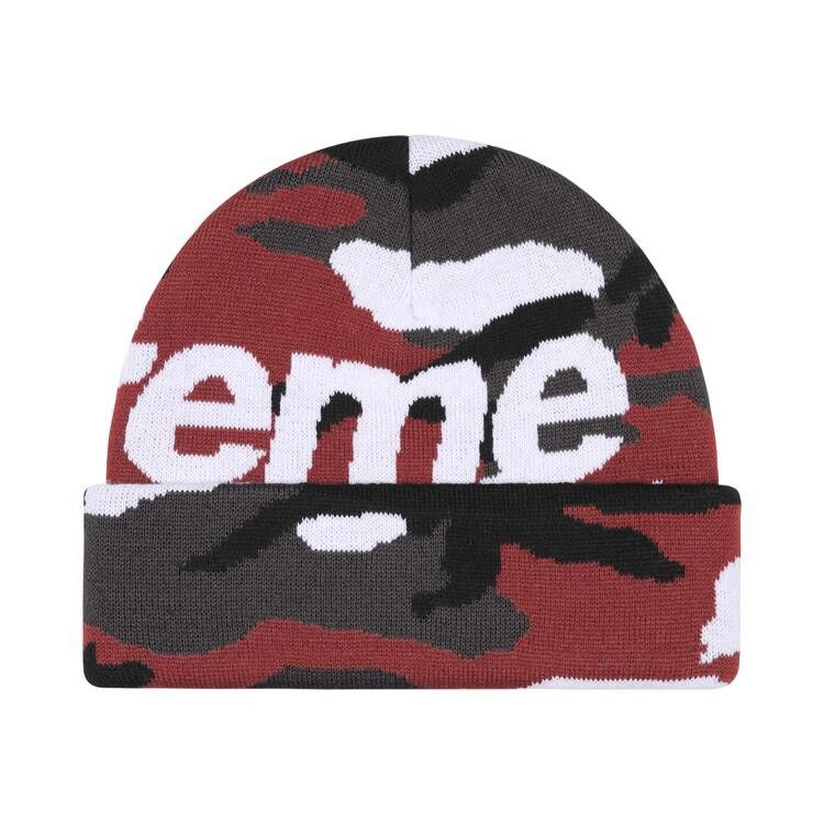 Buy Supreme Camo Big Logo Beanie 'Red Camo' - FW25BN12 RED CAMO | GOAT