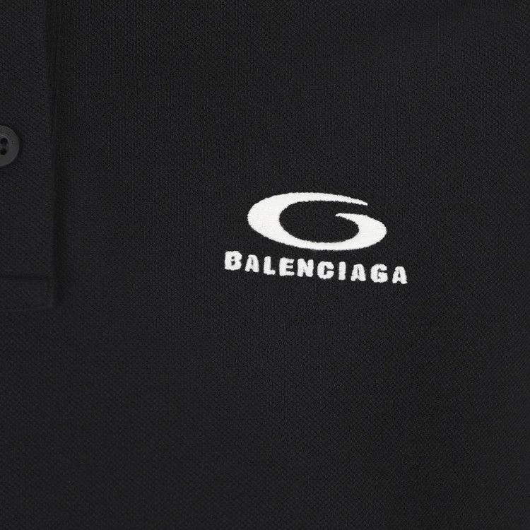 Balenciaga Shorts-Sleeve Polo T-Shirt Black/White