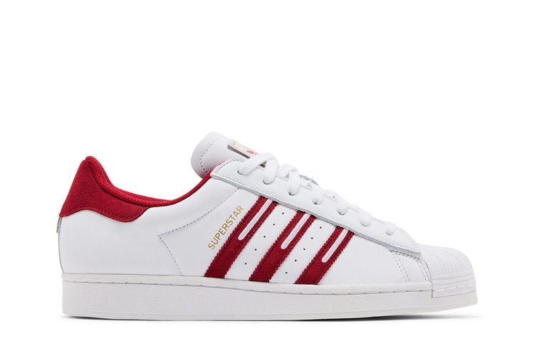 adidas Superstar Shoes - Men's - Cloud White / Team Red / Grey One - 5