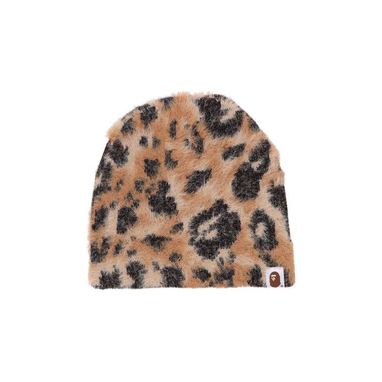 Buy BAPE Wild Leopard Pattern Ape Face Knit Cap 'Beige' - 1L80 181
