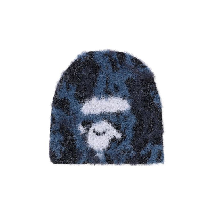 Buy BAPE Wild Leopard Pattern Ape Face Knit Cap 'Navy' - 1L80 181