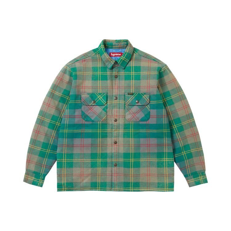 Buy Supreme Quilted Lined Flannel Snap Shirt 'Green' - SS26S7