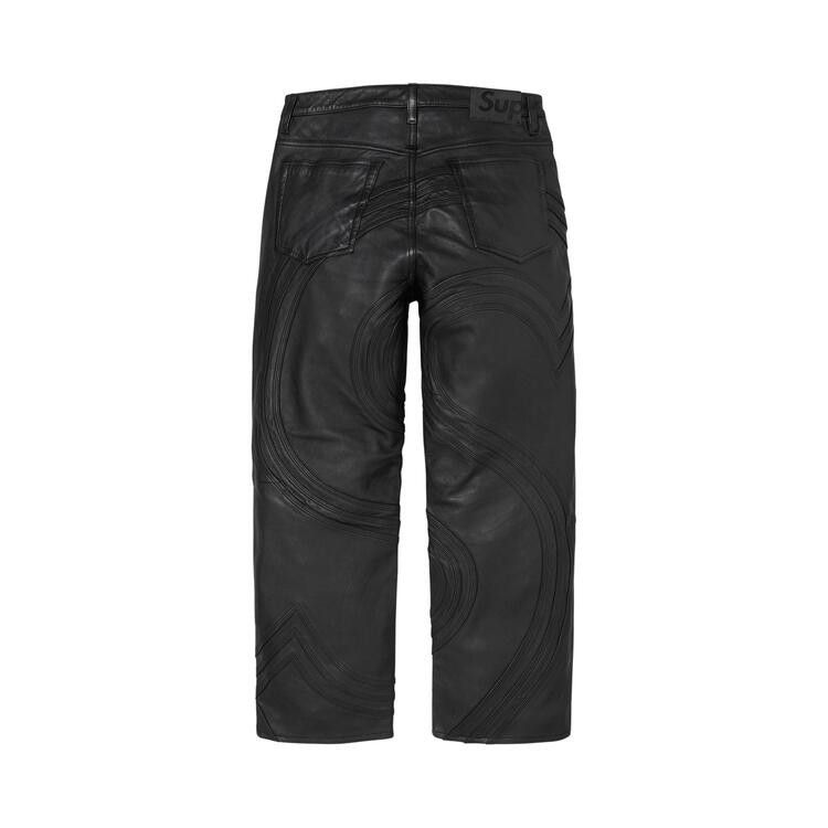 Buy Supreme S Logo Leather Baggy 5-Pocket Jean 'Black' - SS26P71