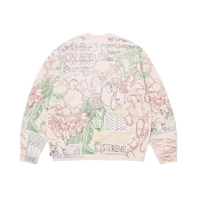 Buy Supreme Collage Embroidered Sweater 'White' - SS26SK28 WHITE