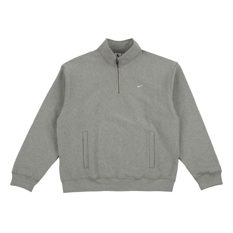 Nike Solo Swoosh Fleece Quarter-Zip Top 'Dark Grey Heather/White' — foto 2