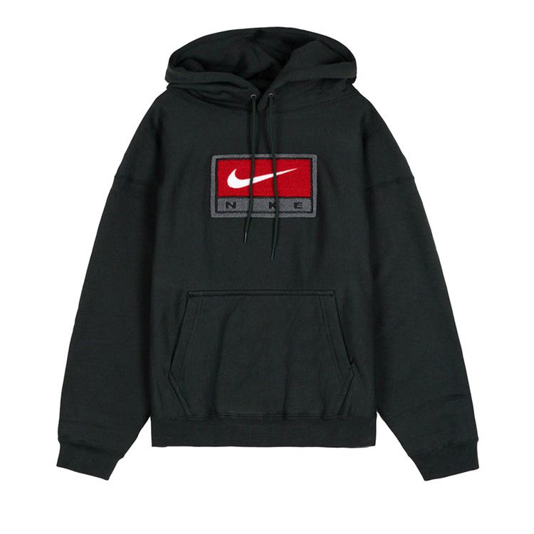 Nike Solo Swoosh Fleece Pullover Hoodie 'Black Spruce/White' — foto 2