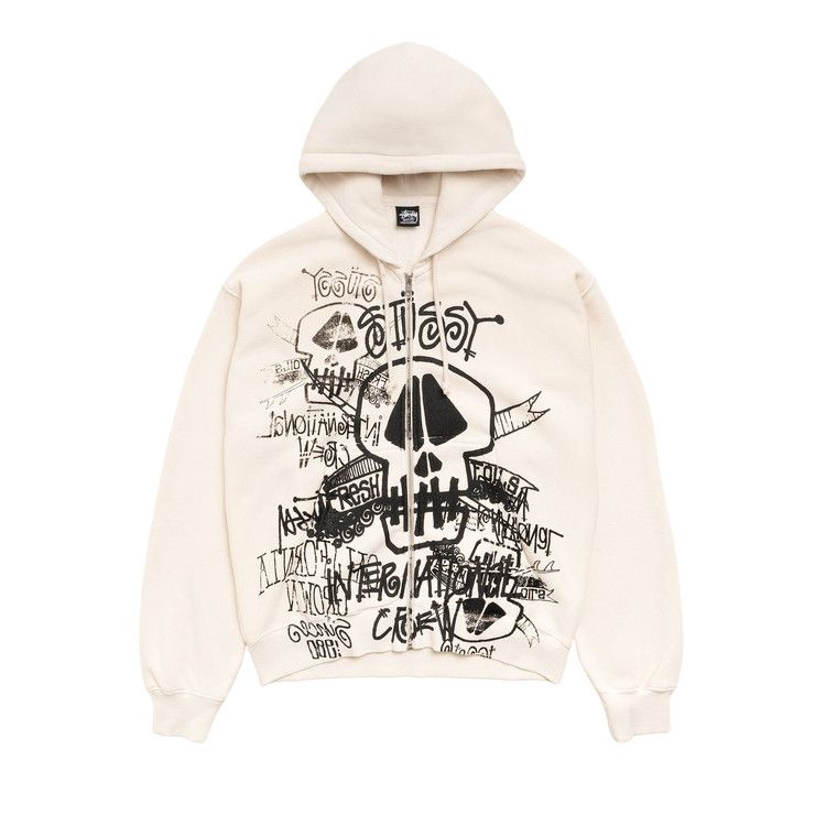 Buy Stussy Skulls Zip Hoodie Pigment Dyed 'Bone' - 1975177 BONE | GOAT