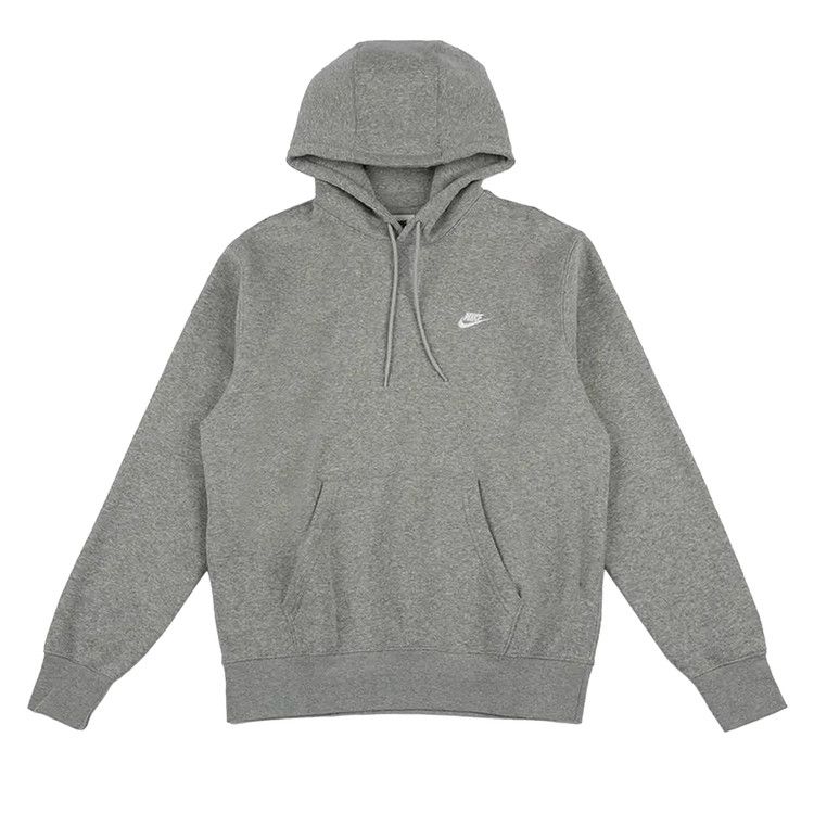 Nike Club Fleece Pullover Hoodie 'Dark Grey Heather/Light Smoke Grey/White' — foto 2