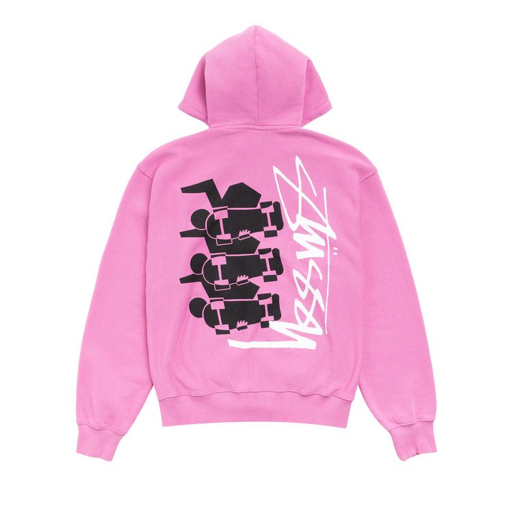Buy Stussy Stack Zip Hoodie Pigment Dyed 'Pink' - 1975178 PINK | GOAT