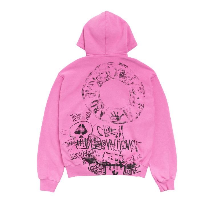 Buy Stussy Skulls Zip Hoodie Pigment Dyed 'Pink' - 1975177 PINK