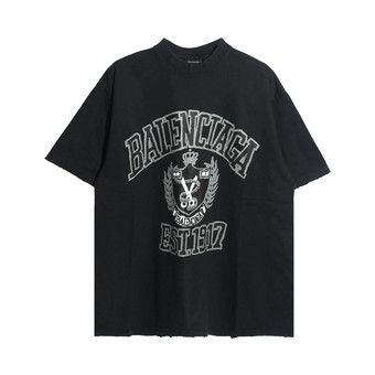 Buy Balenciaga College Logo T-Shirt 'Washed Black' - 739784 TOVK1