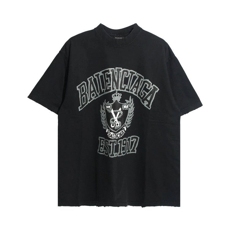 Buy Balenciaga College Logo T-Shirt 'Washed Black' - 739784 TOVK1