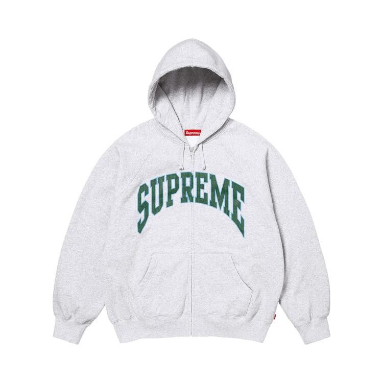 Buy Supreme Cracked Raglan Zip Up Hooded Sweatshirt 'Ash Grey